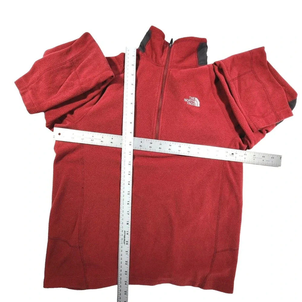 North Face Men's Fleece Jacket Pullover Red Size Small Flash Dry 1/4 Zip